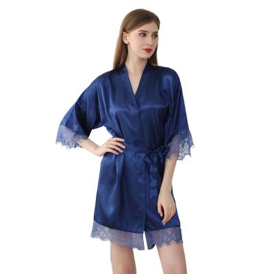 China Maxi komono robes long kimono evening robe lace bath robe luxury QUICK DRY white bridal bridesmaid long robes with lace for ladies for sale