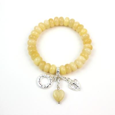 China New Trendy Handmade Environmentally Friendly Honey Jade Beaded Bracelet With Natural Semi-precious Stones Women's Jewelry Heart Shaped Accessory for sale