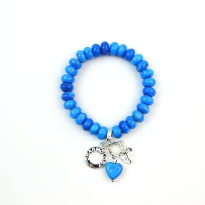 China 2022 fashion trend pure handmade semi-precious blue agate bracelet hot products for sale