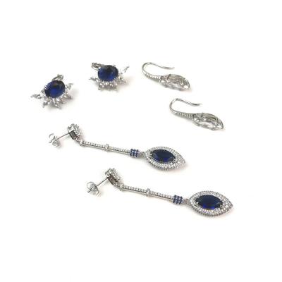 China New 2022 925 new trend silver blue diamond fashion diamond women's fashion earrings for sale