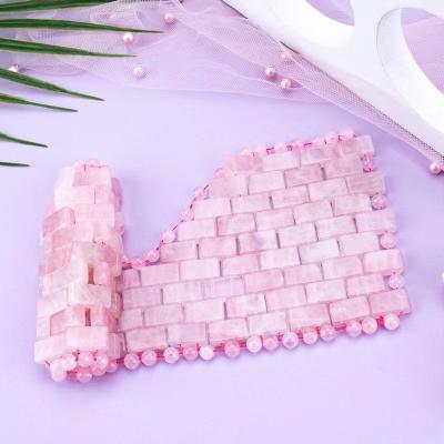 China Factory Selling Natural Stone Rose Quartz Jade Mask Comfortable Wholesale Hot Massage Eye Skin Care Tool for sale