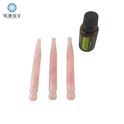 China Face Scratch Rose Quartz Stone Gua Sha Tools Natural Stone Guasha Handmade For SPA Acupuncture Pen for sale