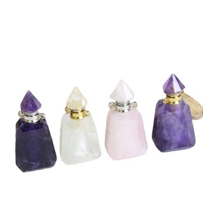 China CLASSIC Hot Sale New Product Gemstone Essential Oil Perfume Bottle Jewelry Crystals Pendant Necklace for sale