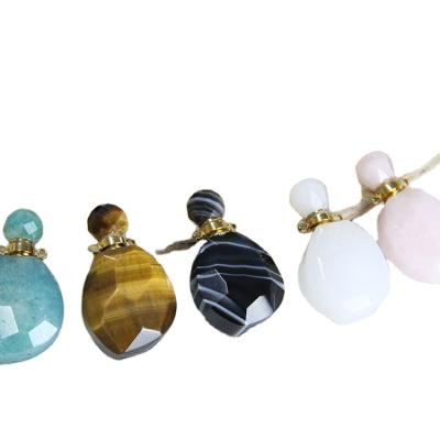 China Factory direct sale new CLASSIC natural design perfume bottle gemstone bottle perfume pendant necklaces for women for sale