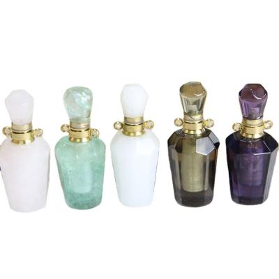 China Hot Selling Different Color CLASSIC Luxury Natural Gemstone Fragrance Bottles Essence Oil Bottles Accessories Pendant Necklace for sale