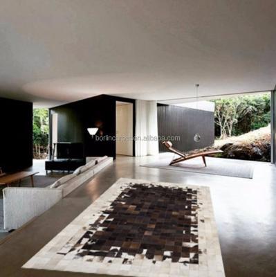 China Foshan Hotel Cowhide Decorative Hand Made Cover Large Cushioned Leather Carpet for sale