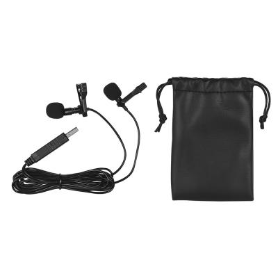 China Other 4.5m/15ft USB Lavalier Lapel Microphone Omnidirectional Dual Head MIC Detachable Computer for Windows Mac Video Audio Recording for sale