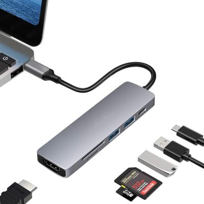 China USB C HUB Adapter 6 in 1 USB C to USB 3.0 HD PD/TF Dock Station for MacBook Pro for Nintendo Switch CD122 Type C 3.0 Nintendo Switch for sale