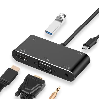 China USB Type C Hub to HD VGA 3.5mm PD Audio Charging Hub 5 in 1 Multiport Video Adapter CD127 for sale