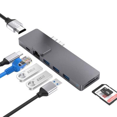 China Multifunctional Electronic Devices Usb C hub 8 Type C in 1 usb c hub hd VGA RJ45 USB3.0*3 SD/TF card reader palladium dock adapter CD129 for sale