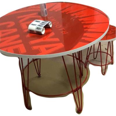 China Simple Style Red Professional Wooden Manufacturer Easy Carry Round Table for Home and Outdoor Use for sale