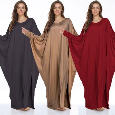 China One-piece Muslim Dubai Women Batwing Large Size Jalabiya Abayas Kaftan Islamic Long Sleeves Maxi Dress Middle East Robe Ladies Clothing for sale