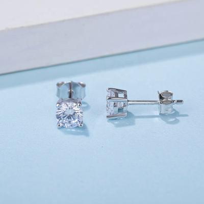 China Cute Wholesale Stock Basket Moissanite Studs Earrings 1ctw Round H&A DEF Moissanite 14k White Gold Studded Gold Plated Earrings for sale