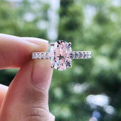 China Hailer 2ct CLASSIC oval diamond S925 engagement wedding moissanite sterling silver ring with certificate for sale