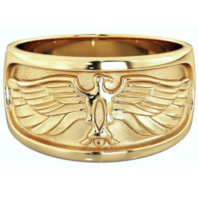 China Punk 2022 fashion 925 sterling silver custom 14k/18k gold design eagle hihhop party men ring for sale