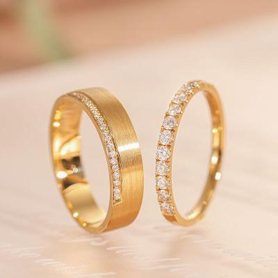 China Hailer fashion jewelry VS lab gronwn diamond engagement wedding set 18k solid gold couples ring for sale