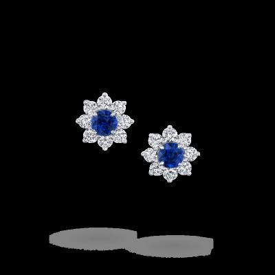 China 2022 TRENDY custom made 14k/18k gold gemstone moissanite sapphire stud valentine jewelry sunflower elegant gift VVS earrings for women for sale