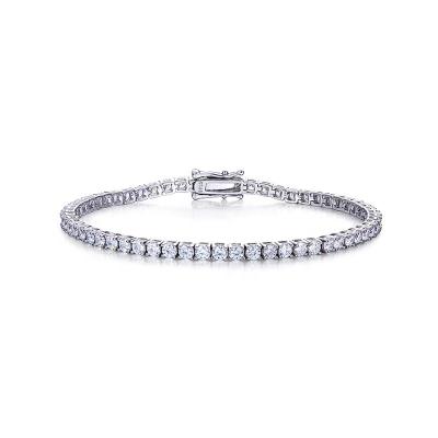 China CLASSIC wholesale luxury sliver 925 white gold plated moissanite Diamond Charm Tennis 3MM Bracelet for women for sale