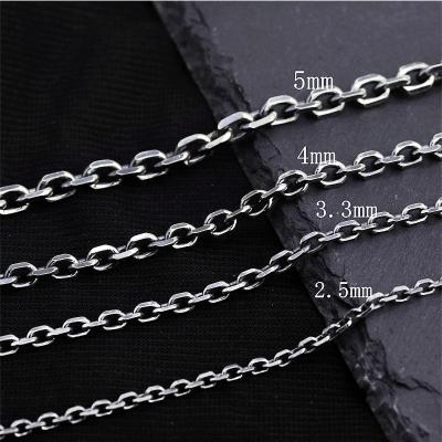 China Hiphop 2022 Trendy S925 Sterling Silver Cuban Link Chain Necklace 2.5mm-5mm Chains for sale