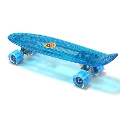 China Youth Skateboards For Beginners 22inch Skateboard With LED Light Up Wheels, Highly Flexible Mini Plastic Fish Plate Cruiser Skateboard for sale