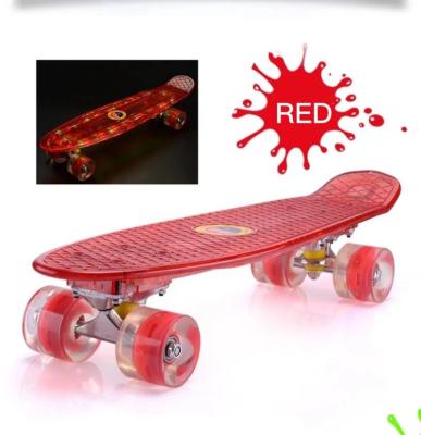 China Kid's Skateboard 22 Inch Complete Mini Cruiser Skateboard Suitable for Beginner Boys and Girls Blue Skateboard with LED for sale