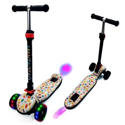 China Newest 2021 Youth Kick Scooters Kids 3 Wheel LED Kick Scooters Folding Electric Kids Scooter with Music and Light for sale