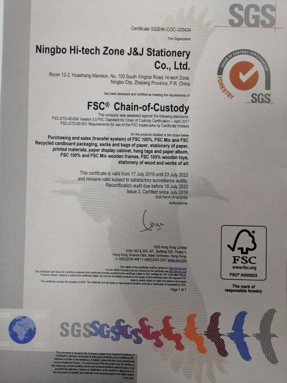 FSC - Ningbo Hi-Tech Zone J&j Stationery Co., Ltd.