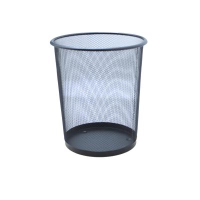 China Clock Round Mesh Wire Metal Paper Waste Bin / Trash Can Office School Home Use for sale