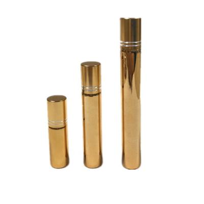 China Personal Care 3ml5ml10ml15ml Roll-On Essential Oil Personal Gold Glass Perfume Bottle With Metal Glass Roller for sale