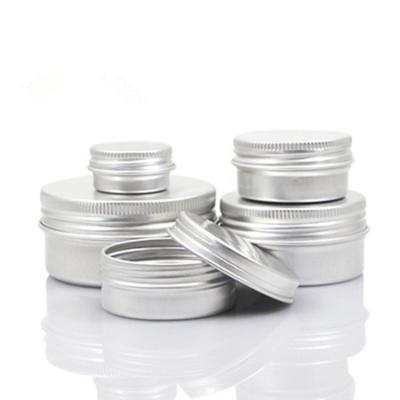 China 5g 10g 15g 1oz 50g facial cream aluminum jar with screw lid/skin cream cosmetic box/empty aluminum round jar for sale