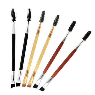 China Beautiful Practical Reusable Flat Brush Eyelash Eyebrow Brushes With Wooden Handle for sale