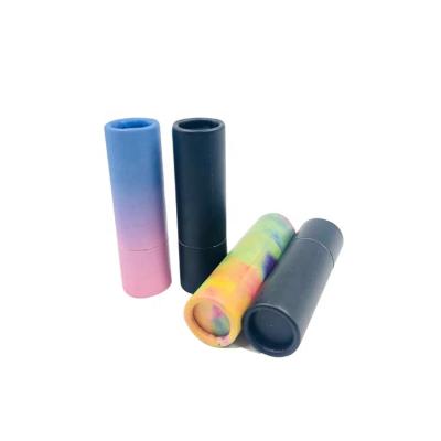 China Other environmental protection packaging paper black empty lipstick tube /kraft lip gloss container/round lip balm paper tube for sale