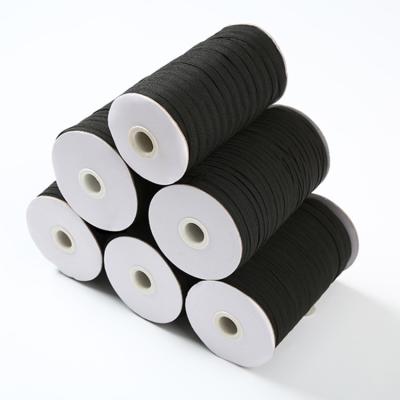 China Elastic in Colorful Black White Black Elastic Band Polyester Latex Bun Stretch Braided Elastic Band for sale