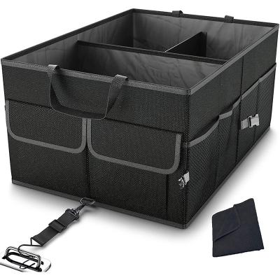 China Deluxe Car Trunk Organizer, Collapsible Storage, Non-Bottom Slide, Securing Straps (Black) for sale