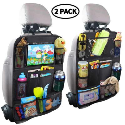 China High Quality Multi-pocket Travel Storage Car Backseat Organizer Car Organizers With Touch Screen Shelf for sale