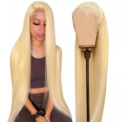 China Body Wave Pre Plucked Blonde Lace Front Wigs Remy Hair 13x4 Straight 613 HD Lace Frontal Human Hair Transparent Lace Wigs for sale