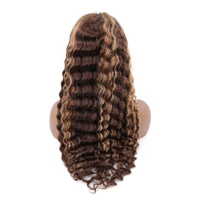 China Ombre Silky Straight Lace Front Highlight Wave Wig Pre Plucked Hairline With Baby Hair 18inch Bleached Knots Curly Deep Wave Hair Wigs for sale