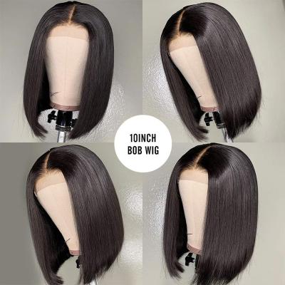 China 10 Inch 150%Density Bob Hair Lace Front Wigs 13*4*1 Wave Hair Silky Straight Bob Wigs Straight Hair Natural Brazilian Color for sale