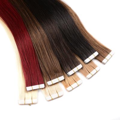 China Silky Straight Wave Tape In Skin Seamless Remy Straight Hair Weft 2# Dark Brown Inch 50g/pack 20pcs Hair 20 Hair Extensions for sale