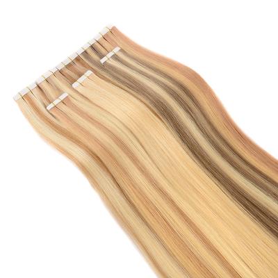 China Silky Straight Wave Tape In Hair Extensions 20inch 20pcs 50g Straight Tape In Hair Extensions Jet Black Color for sale