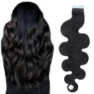 China Factory Silky Straight Wave Tape In Hair Extensions Hair Off Ins Real Remy Hair Tape Thick Invisible Full Tape Extensions 20 Pcs Black Body for sale