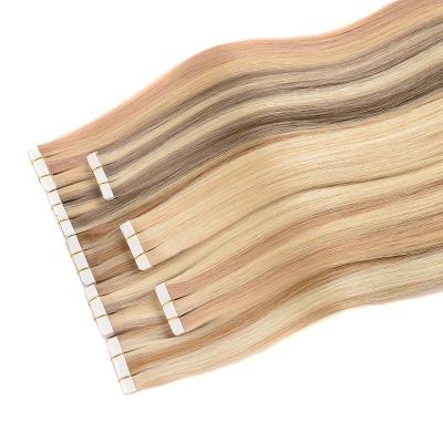 China Silky Straight Double Wave Hair Tape Russian Pulled Hair Extension, High Quality Natural Remy Tape Hair Extension for sale