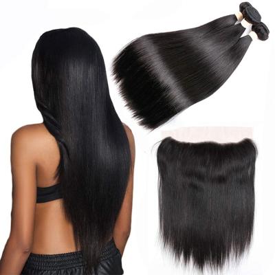 China Wholesale Brazilian Straight Hair Bundles Body Wave With Frontal Closure 13x4 Ear To Ear Lace Closure Natural Virgin Hair Bundles for sale