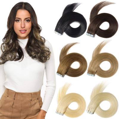 China Straight Remy Human Hair 40pcs 100g/pack 100% Seamless Skin Weft Tape In Extension Straight Double Drawn Tape In Hair Extensions for sale