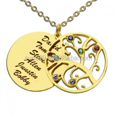 China Stainless Steel Name Necklace Machine For Making Personalized Jewelry Wholesale Family Tree With Engraved Names Necklace for sale