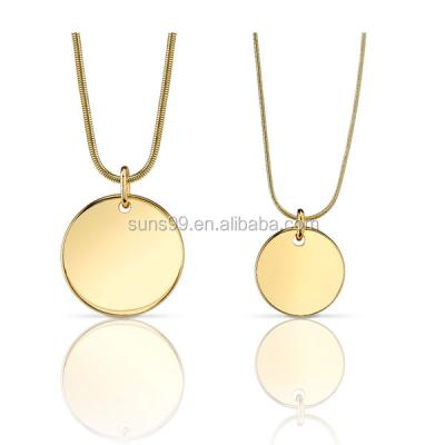 China Erica Anenberg Gold Initial Disc Stainless Steel Necklace Gold Necklace in High Polished for sale