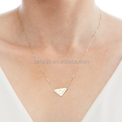 China Custom Stainless Steel Latitude Longitude Triangle Engraved Geometric Necklace Shape Coordinates GPS Necklace for sale