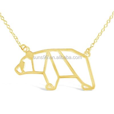 China Stainless Steel Stainless Steel Bear Necklace, Animal Jewelry, Geometric Origami Bear Necklace for sale