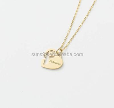 China Stainless Steel Gold Plated Stainless Steel Breast Cancer Survivor Necklace Personalized Name Necklace for sale