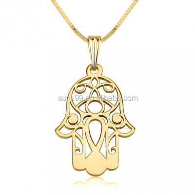 China Stainless Steel Stainless Steel Hamsa Necklace Personalized 14k Gold Hamsa Necklace (Hand of Fatima) for sale